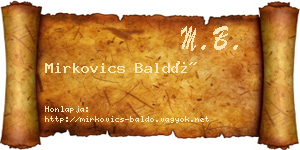 Mirkovics Baldó névjegykártya